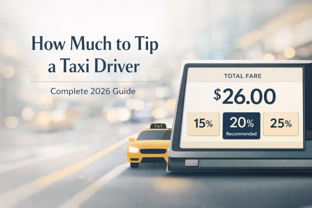 taxi driver tip calculation on metered fare display